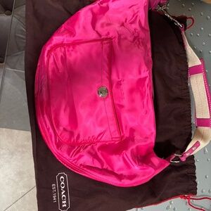 Vintage Coach Hot Pink Satin Hobo Bag | Rare Coach Shoulder Bag | Barbiecore